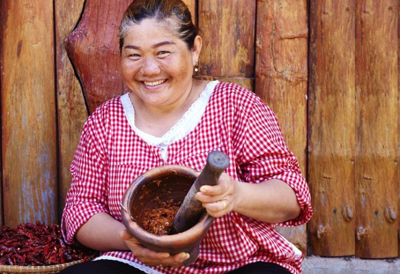 Khun Orapin with chillies